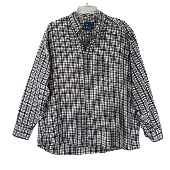 Towncraft Other - TOWNCRAFT Men's Plaid Flannel Button Down Collared Cotton Blue Size Large FLAW